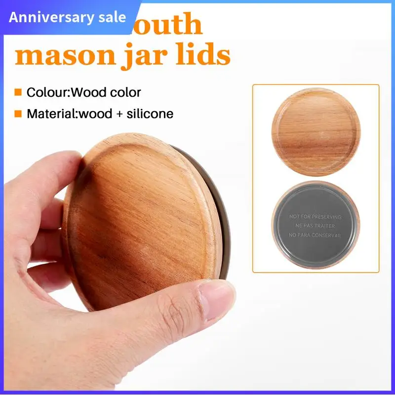 

Storage Tank Wooden Cover For Ball/Mason/Kerr Jars,Natural Acacia Wood, Food-Grade Material For Wide Mouth Jars