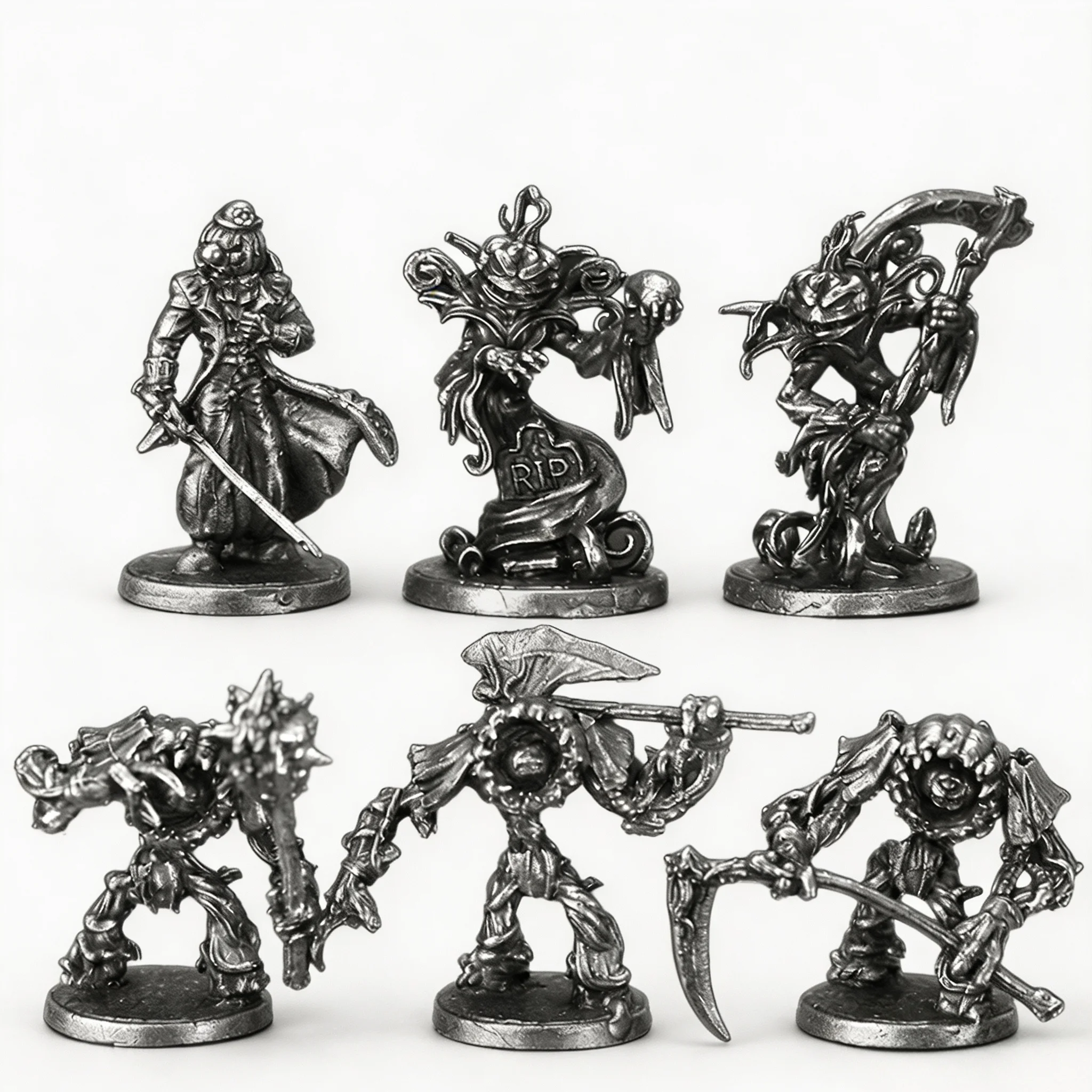 Metal Halloween Pumpkin Reaper Mini Soldier Figure Toy Tabletop Game Chess Piece Ornament