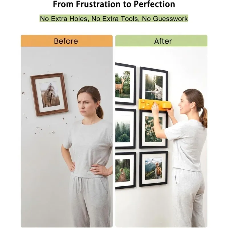L68A Multifunctional Picture Hanger Tool Kit(2Pcs) Includes Level And Measuring Tape- Perfect Ideal For Frame Mounting Projects