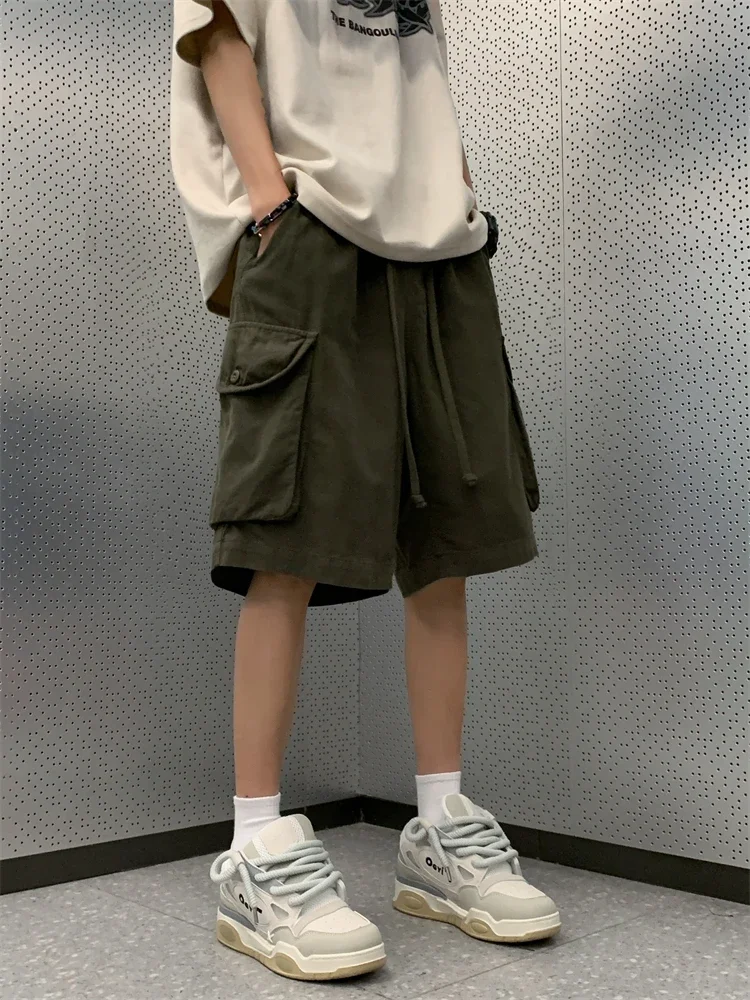 Japan Fashion Functional Cargo Shorts Men's Summer Trendy Ciboy Loose Fifth Pants Outer Wear Wide Leg Sweat Pants ZL625