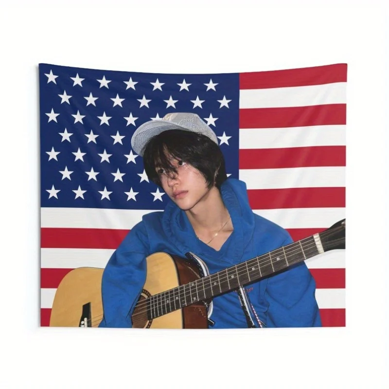 

1 шт., Wonbin, гитара, флаг США, баннер, настенный гобелен, яркий Kpop Tour, товары, прочная ткань для идеальных украшений для вечеринок