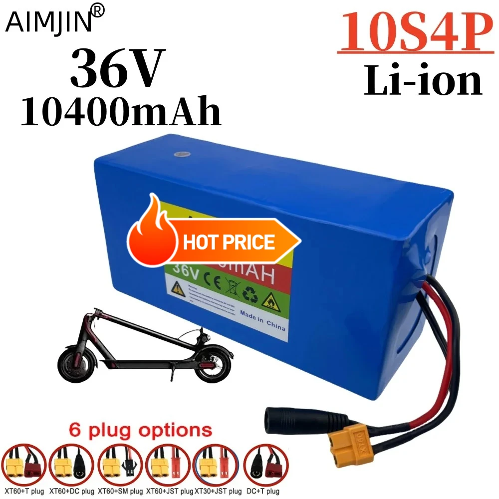 

18650 rechargeable lithium battery pack 1000W 10S4P 36V 10400Ah BMS power supply modified bicycle electric scooter