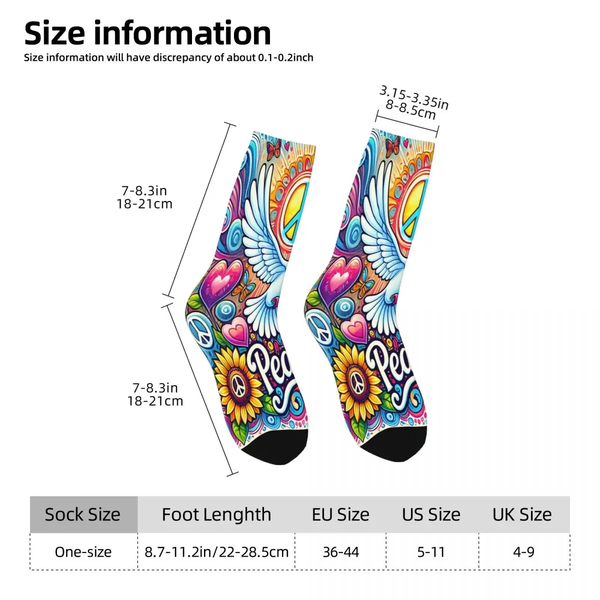 Love And Peace Sock Printed Man Polyester