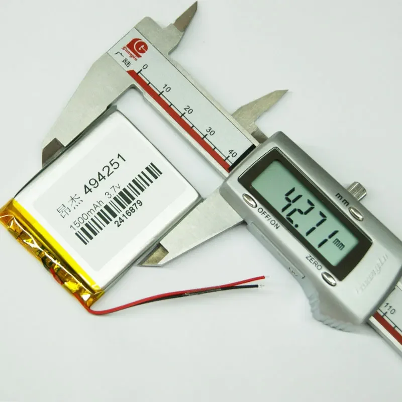 폴리머 배터리, MP4, MP5, 일반 3.7V, 494251 배터리, 1500 Ma 용량