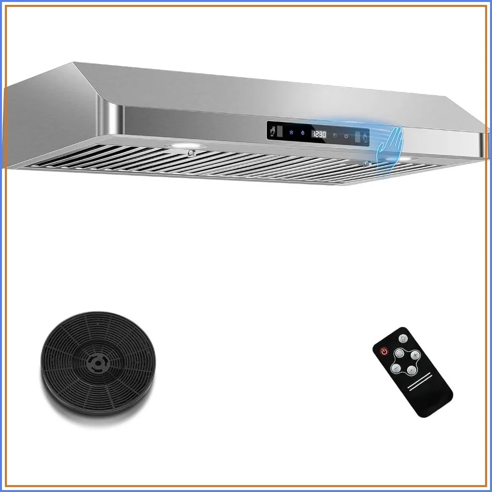 

30 Inch Under Cabinet Range Hood, 700CFM Ducted/Ductless with Touch/Gesture/Remote Control, 3-Speed, Stainless Steel
