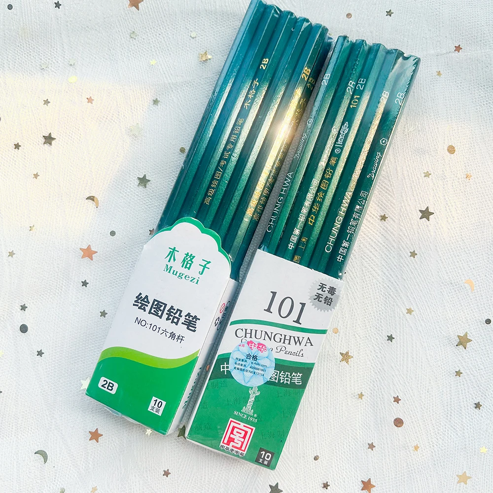 

50 PCs High Quality 2B Pencil for Drawing Classic Green Wooden Pencil Graphite Pencil Drawing Stationery Bulk Lead Pencil School
