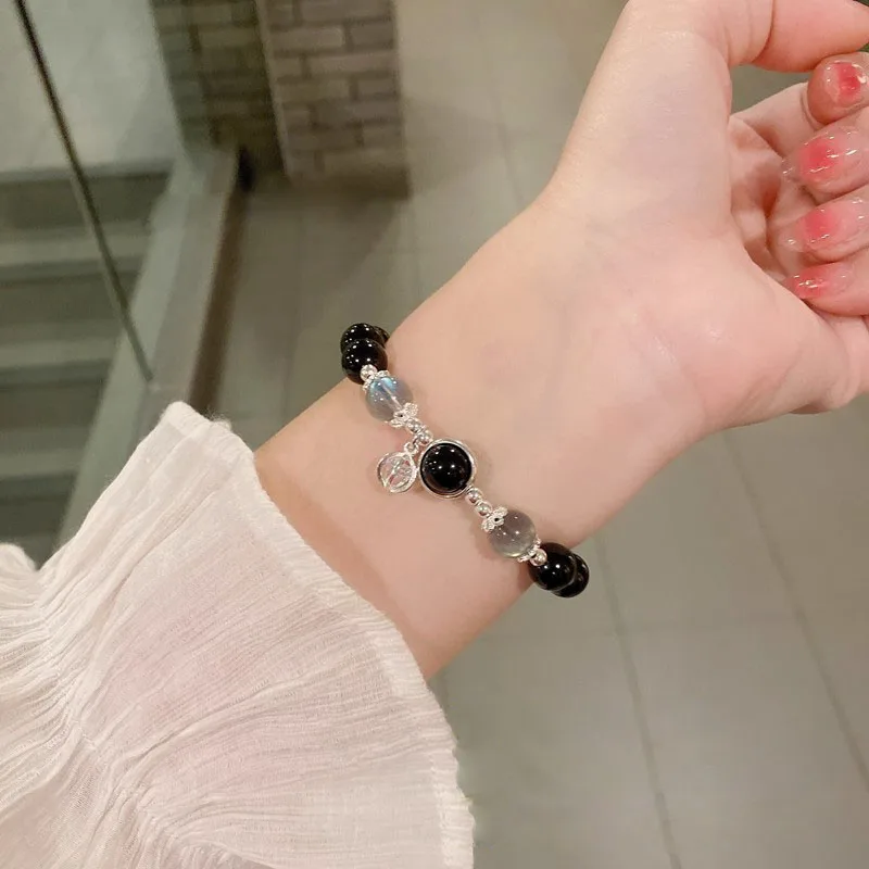Natural Black Obsidian Black Hair Crystal Milky Way Bracelet Exquisite High-grade Fashion Jewelry Sexy Young Girls Holiday Gifts