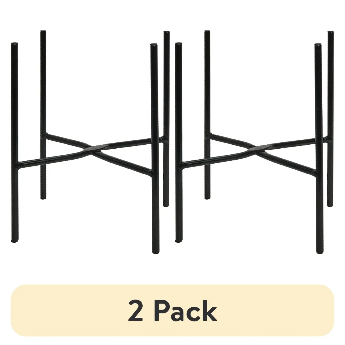 (2 шт.) 8-дюймовая универсальная подставка для растений из черного металла с черным порошковым покрытием, современный индустриальный стиль.