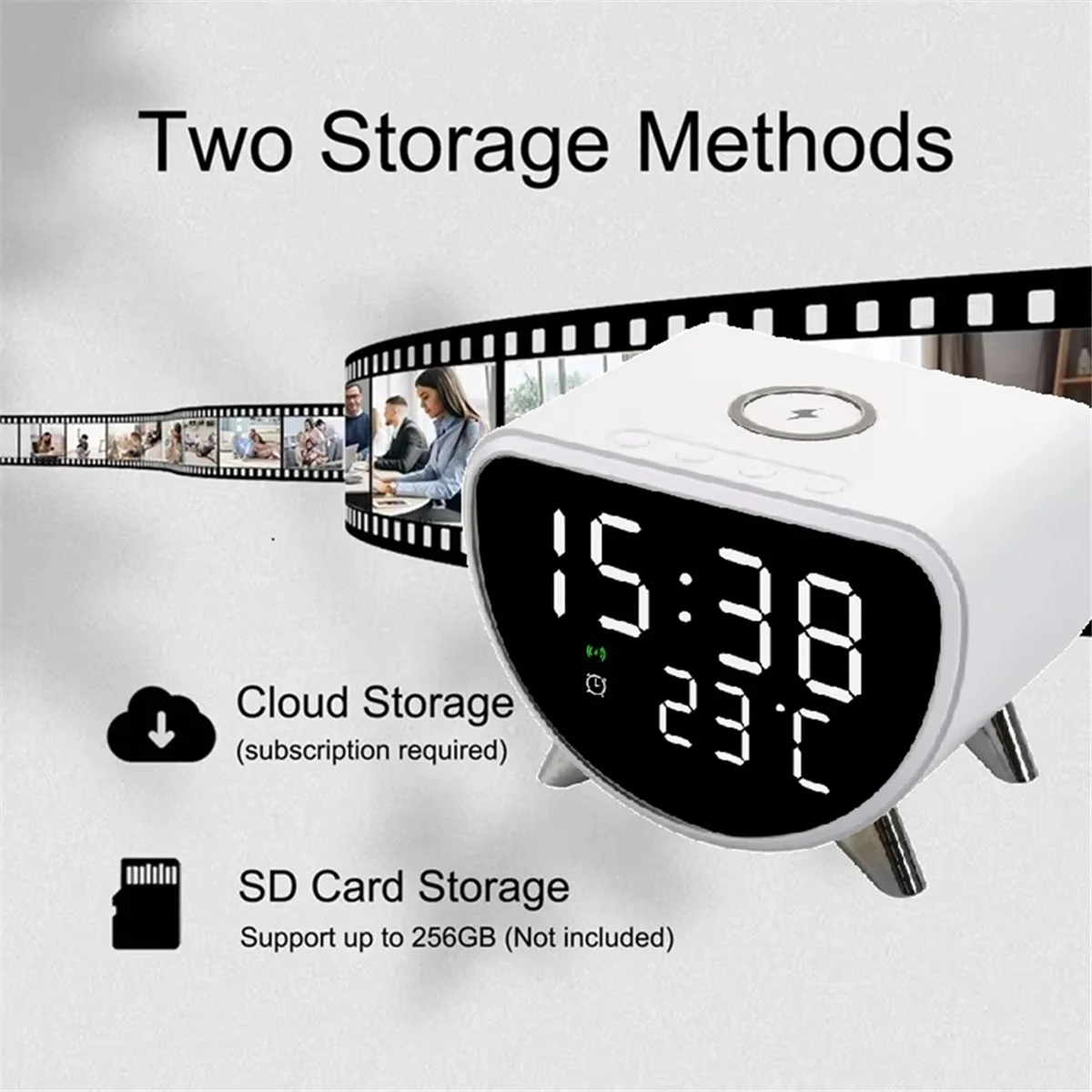 A03R Multifunctional AlarmClock Temperature Clock Wireless Charger LED Mobile Phone Three in One Wireless Charger