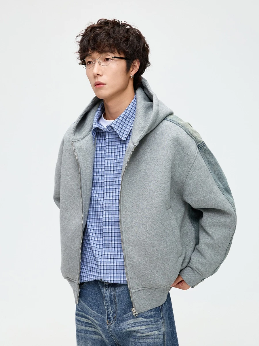 

Men's Hooded Jaet Quilted Padded Coat Sweatirt Inner Removable 90 Du down Warm Winter Outerwear Two-Piece Trendy