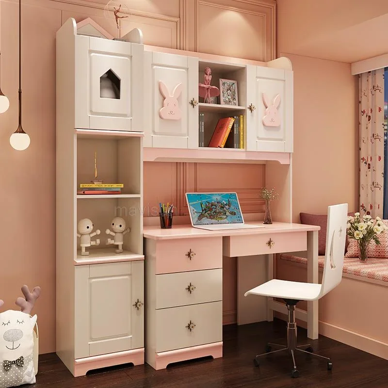 

Bedroom Writing Desk Set For Children Pink Minimalist Wooden Desk And Chair Indoor Home Furniture For Small Apartment