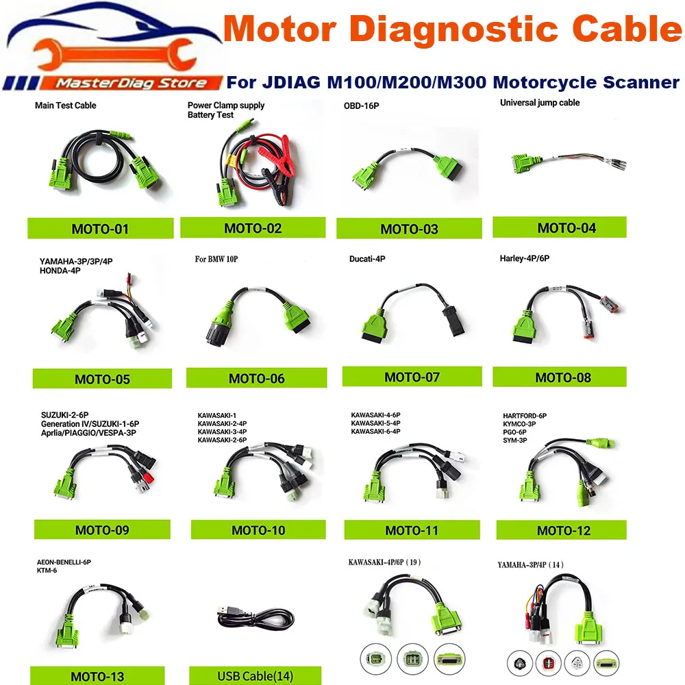 

For BMW KTM YAMAHA JDIAG Motorcycle Diagnostic Cables Works For JDIAG M100/M200/M300 Motorcycle Scanner Adapter 3pin/4pin/6pin