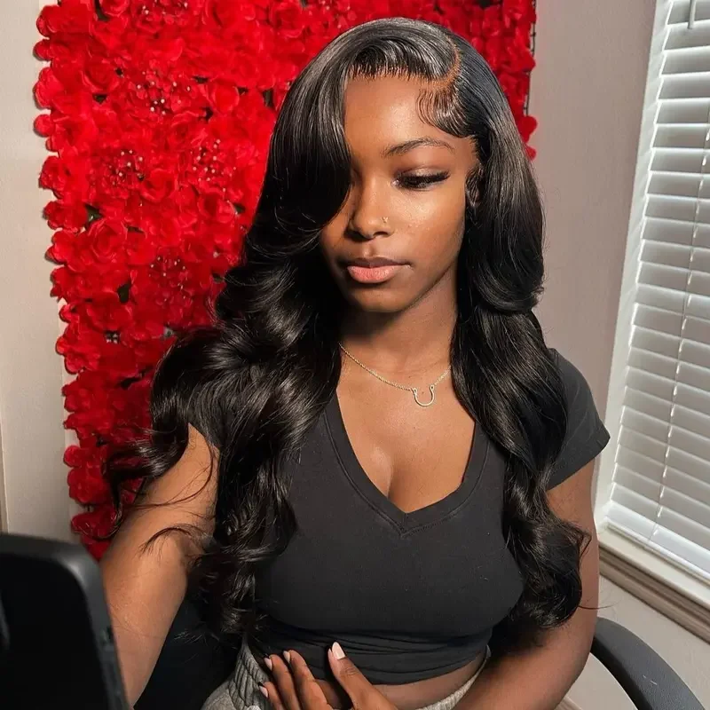 

200% Density Body Wave 13x6 HD Transparent Lace Front Human Hair Wig 30 40 Inch Pre Plucked Lace Frontal Wigs Human Hair
