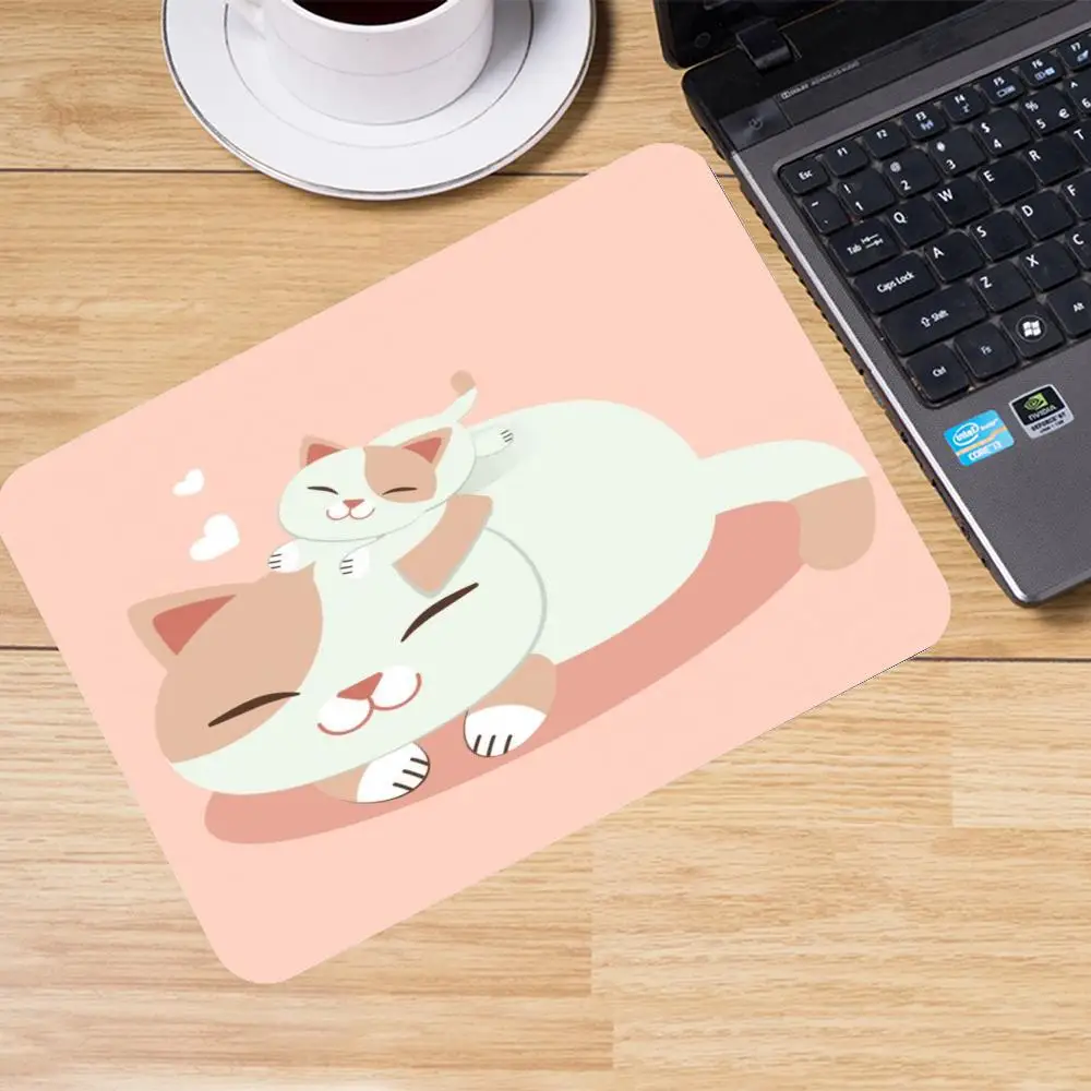 Mouse Pads Anime Large Size Warm Hugging Black And White Cat Art For Laptop Bedroom Learning Playmat