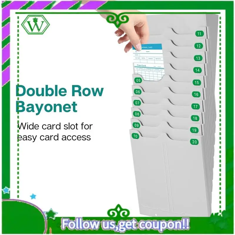 Reliable-Retractable Attendance Rack Punch Card Holder Attendance Card Holder 20 Position Punch Card Holder Card Holder Employee