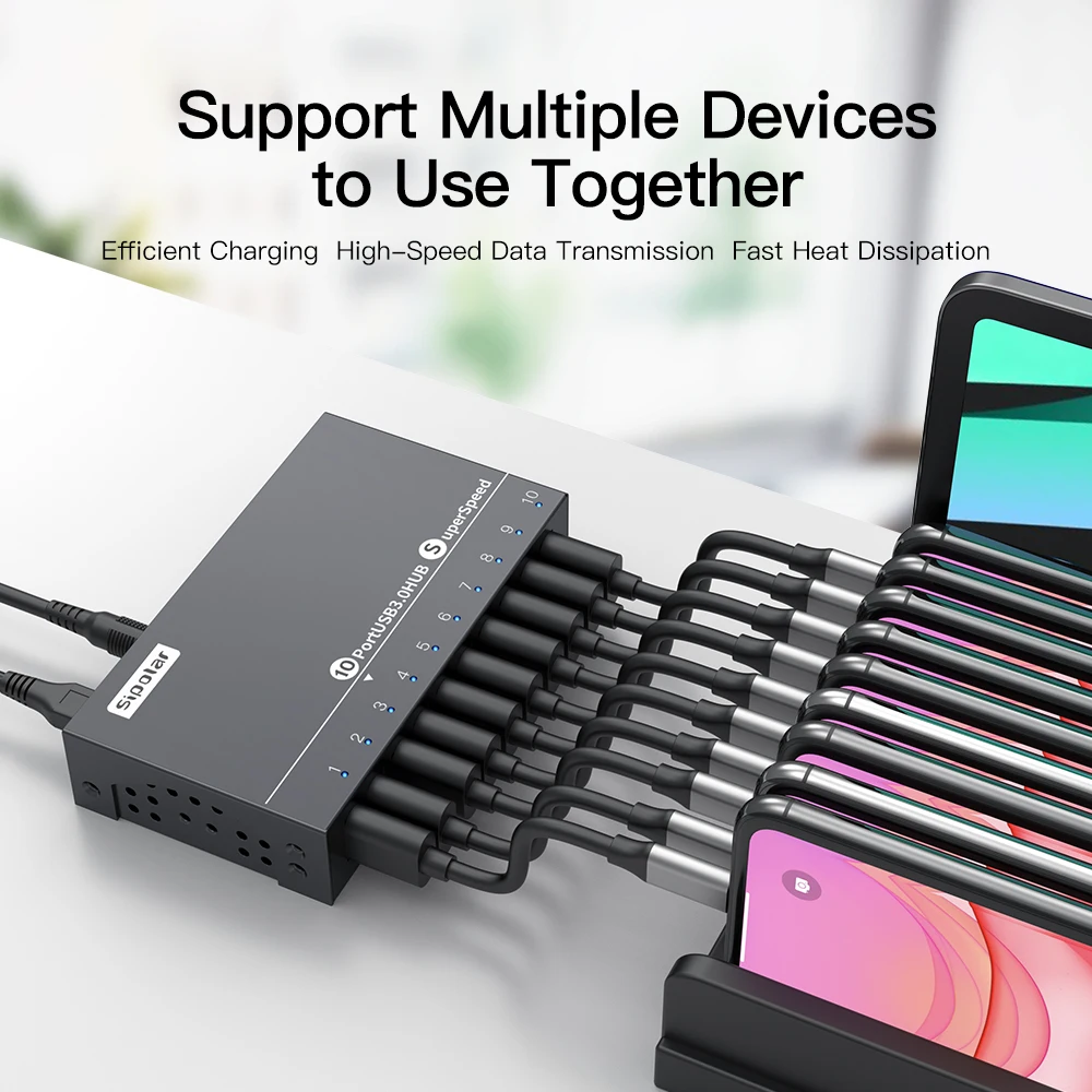 A-103 Sipolar Usb Hub 10 Ports Usb c Docking Station Multiple Device Usb 3.0 Charger