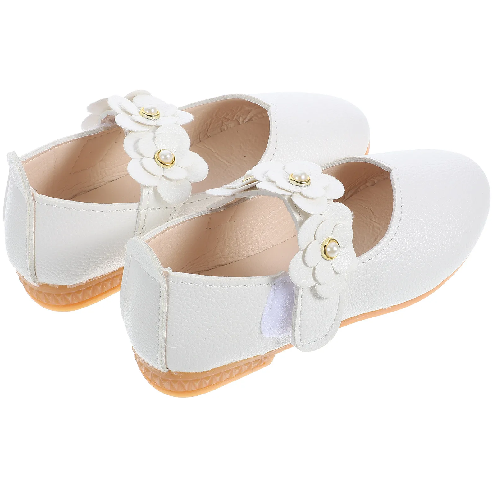 1Pair Kids Sole Shoes Princess Style Flower Embellished Breathable Comfortable Soft Wear-Resistant Sole for Daily Walking