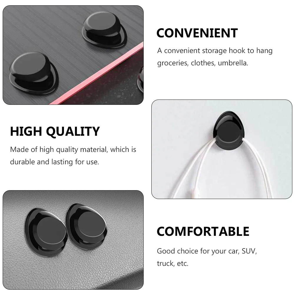 4 Pcs Car Invisible Hook Multifucntional Hooks Back Seat Multifunction 3X24X24CM Storage Hanging Black