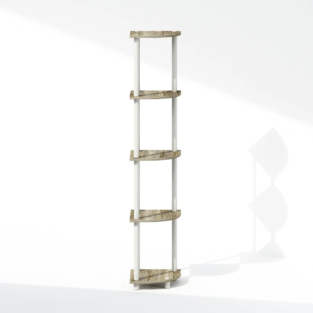 Corner Display Rack Shelving Unit 5 Tier Open Shelves Multipurpose Storage Solution Easy Assembly Durable Composite Wood Indoor