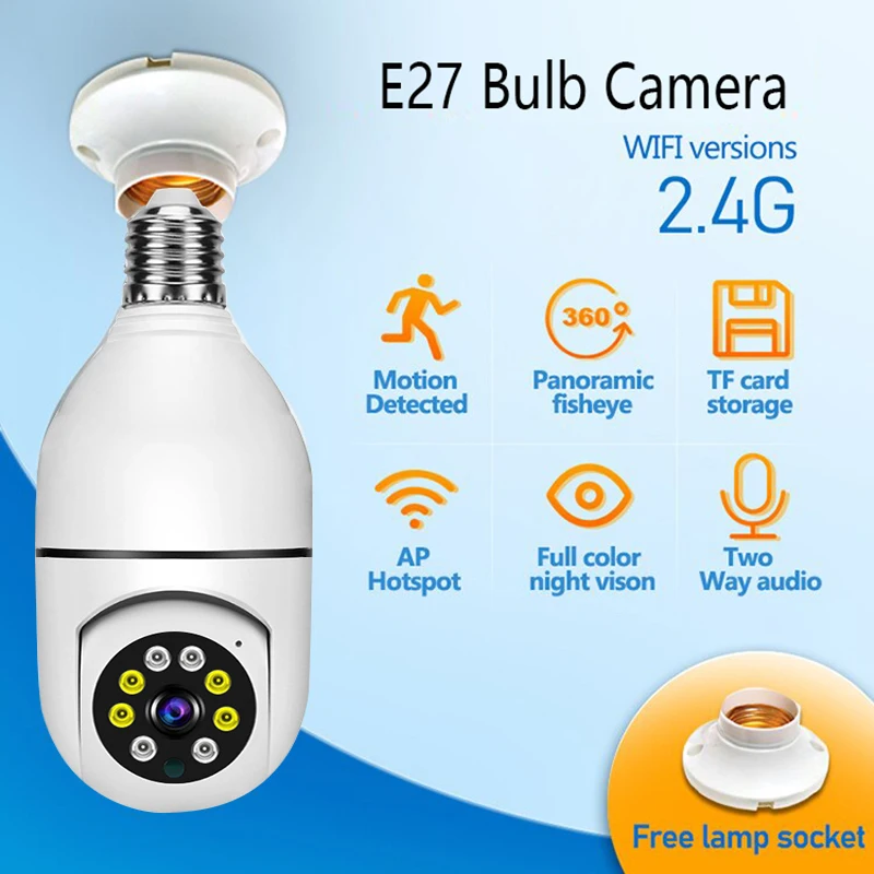 

E27 Bulb 2.4G WIFI Camera Night Vision Surveillance Cameras Human Tracking Video home Security Monitor
