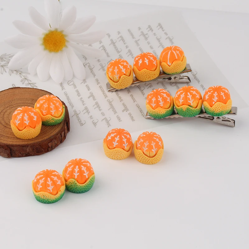 

10pcs Cartoon Fruit Orange Diy Resin Accessories Simulation Food Play Doll House Decoration Handmade Hairpin Material