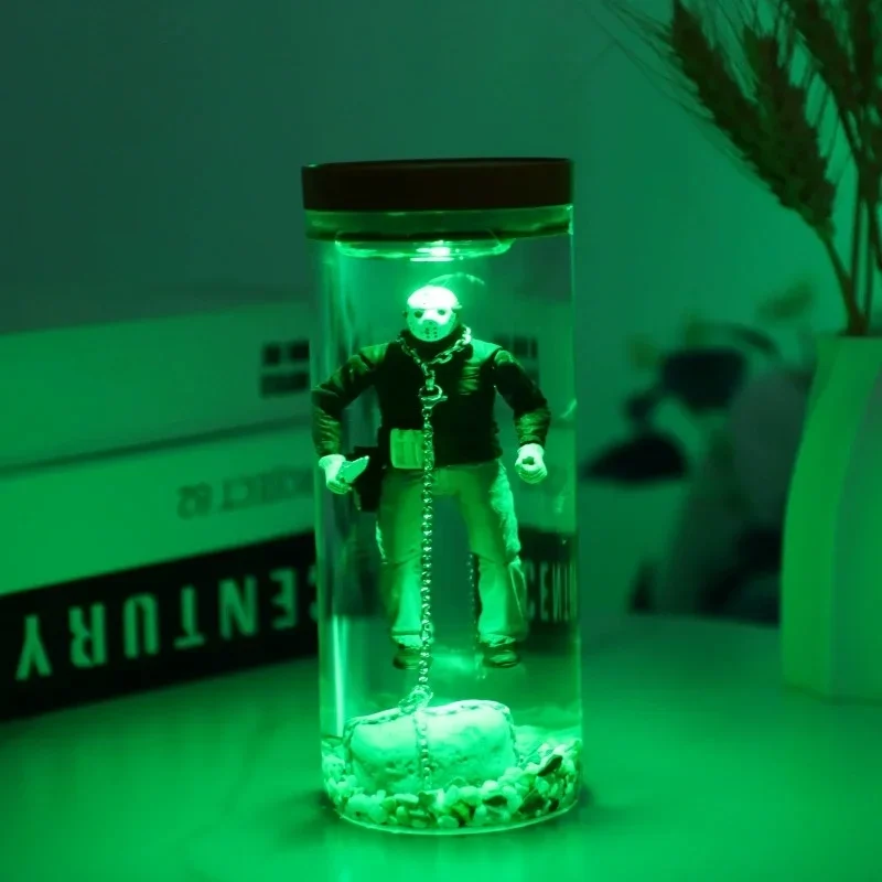 Jason coluna de água colorida jarra luminosa jason voorhees filme de terror resina artesanato decorativo sala de estar ornamentos de mesa