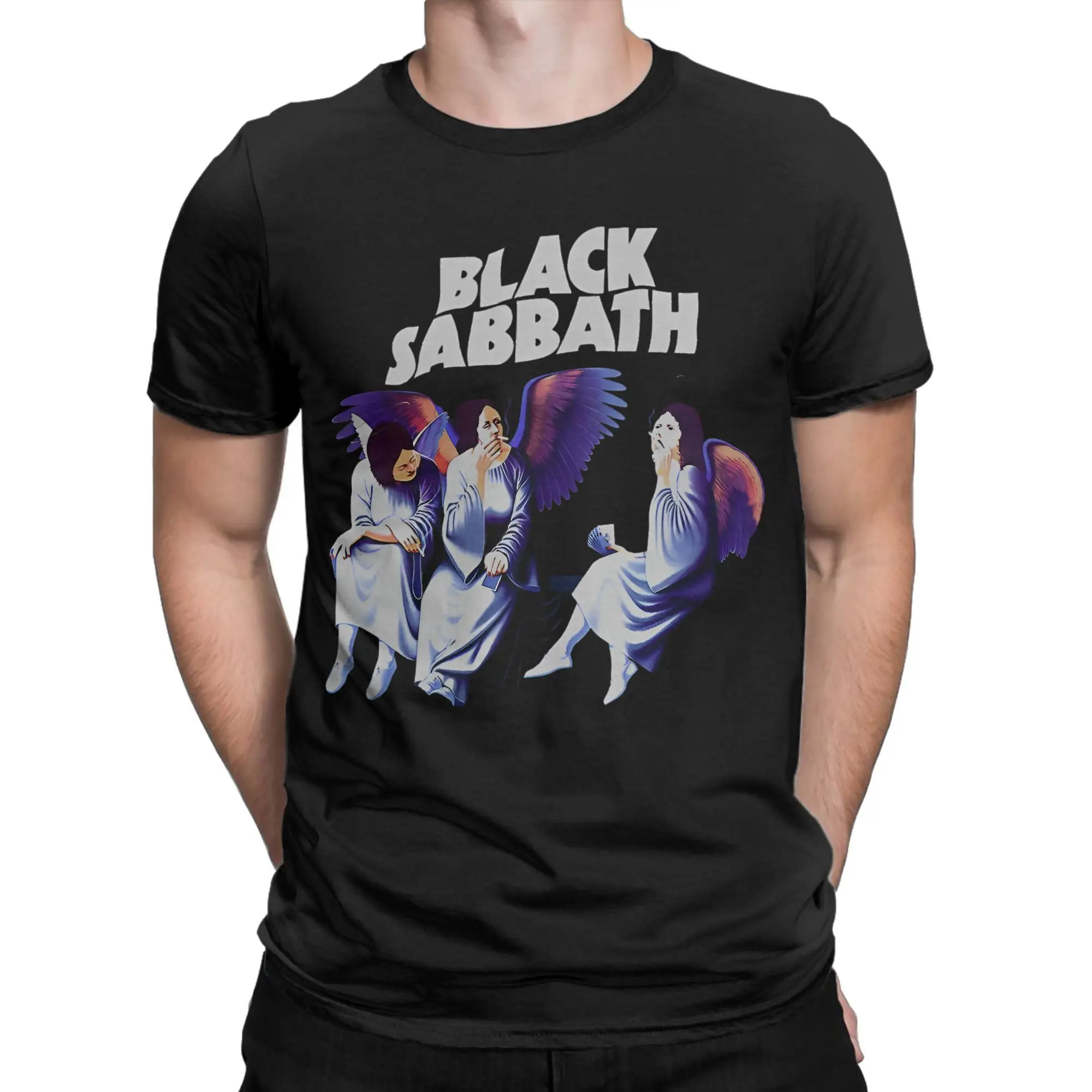 

Men's Black Sabbath Heaven And Hell T-Shirts Cotton Tees Beach Street Style Short Sleeve T Shirt O Neck Loose Tshirt Plus Size