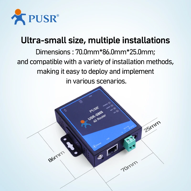 USR-G805-ECAUX أستراليا وأمريكا اللاتينية ونيوزيلندا وتايوان صناعية صغيرة 4g LTE تستخدم جهاز التوجيه الخلوي Cat 4 VPN