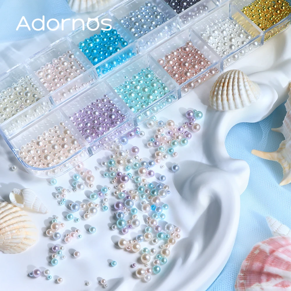High Gloss Pearls Nail Art Accessories Colorful Bubble Beads Decoration for Manicure Ocean Style Pearl Nail Charm Valentines Day