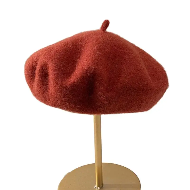 

Beret Wool Women Hat Autumn Winter Solid Color Warm Cap Accessory For Outdoor Holiday Casual