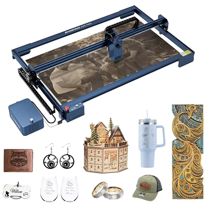 

Xiangyin 850*400mm Area 400mm/s One-Click Auto-Focus A20 S20 Max 20W Engraving And Cutting Machine For Wood Meta