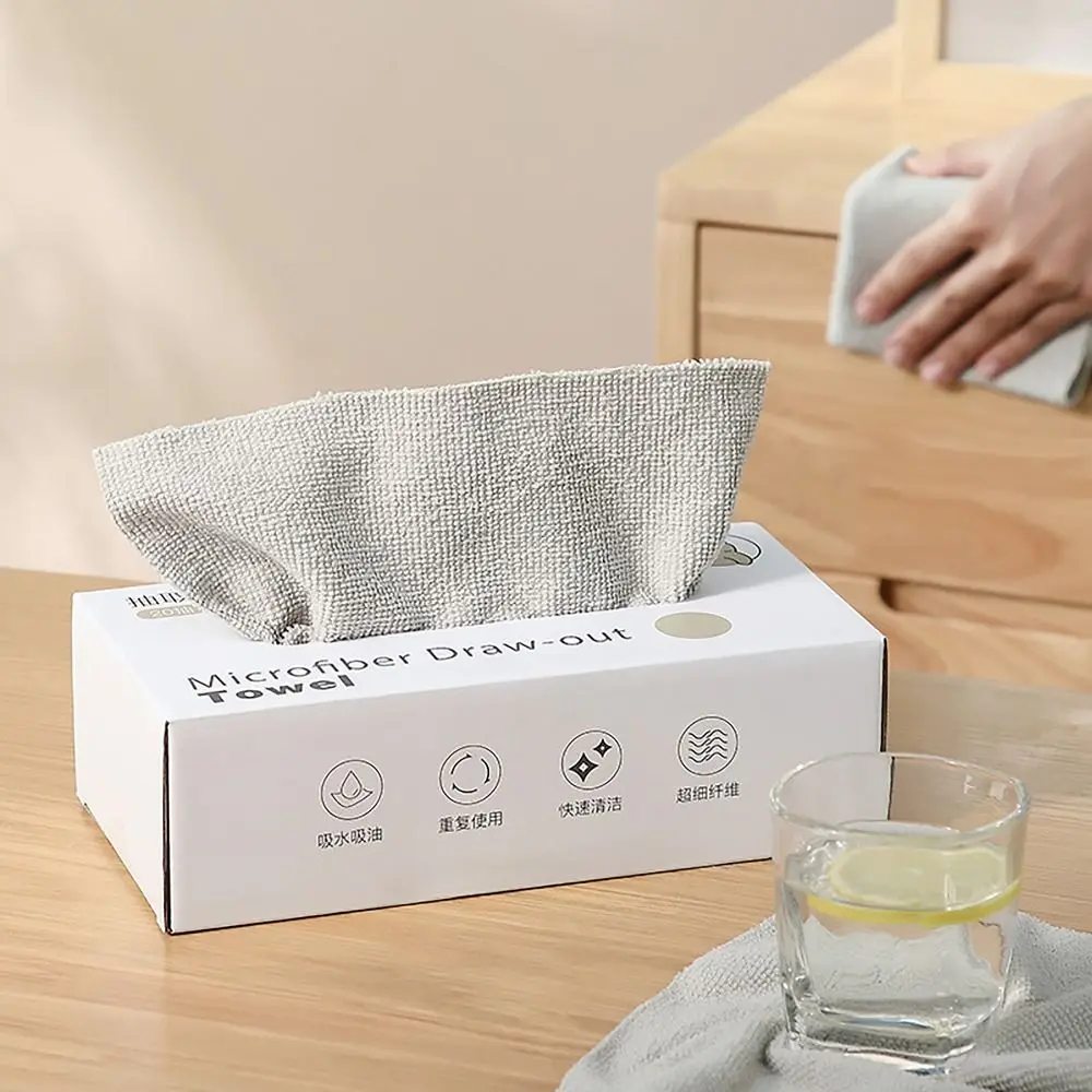 20pcs/box Microfiber Dish Towel Super Absorbent Non-stick Oil Kitchen Dish Cloth Extractable Design Oil Dish Rags Cleaning Cloth