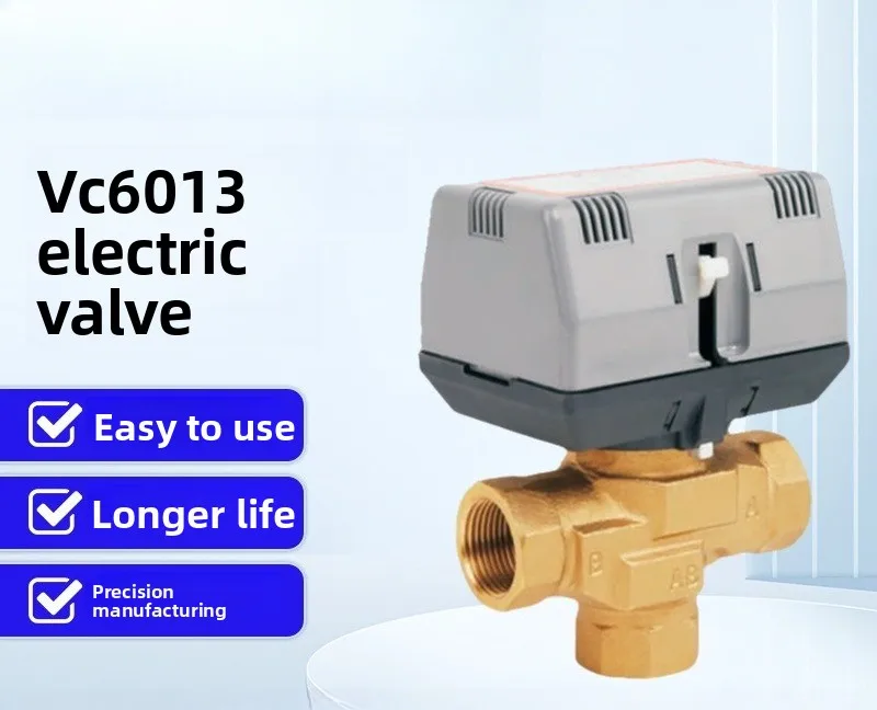 Electric Two Way Valve VC6013 VC4013, Brass Motorized Valve for Central Air Conditioner Fan Coil Unit