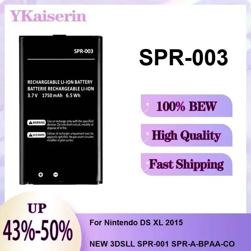 Spr-003 Rapid Charging For Nintendo DS XL 2015 New 3DSLL Spr-001 Spr-A-Bpaa-CO Handheld Game Console Battery 1750mAh