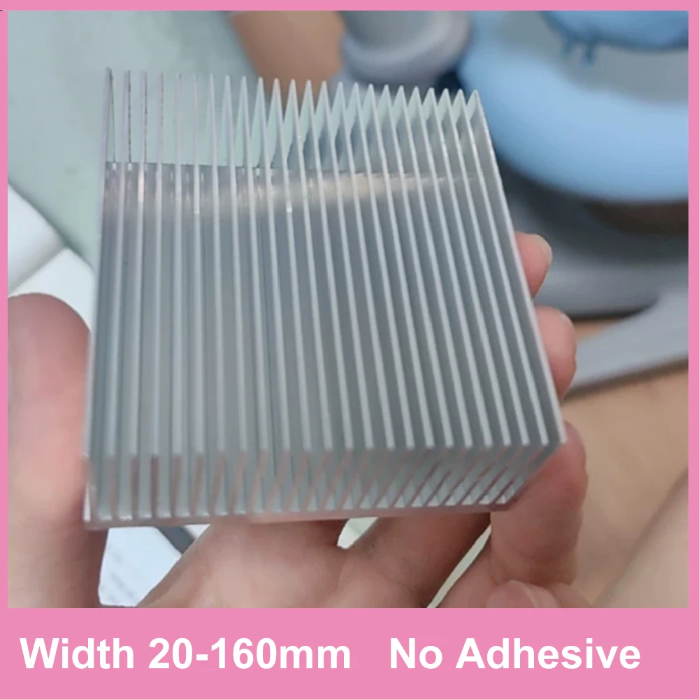 1pcs No Adhesive Aluminum Profile Heat Sink Width 20-160mm Cooling Cooler Motherboard Electronic Chip Wait Heat Dissipation