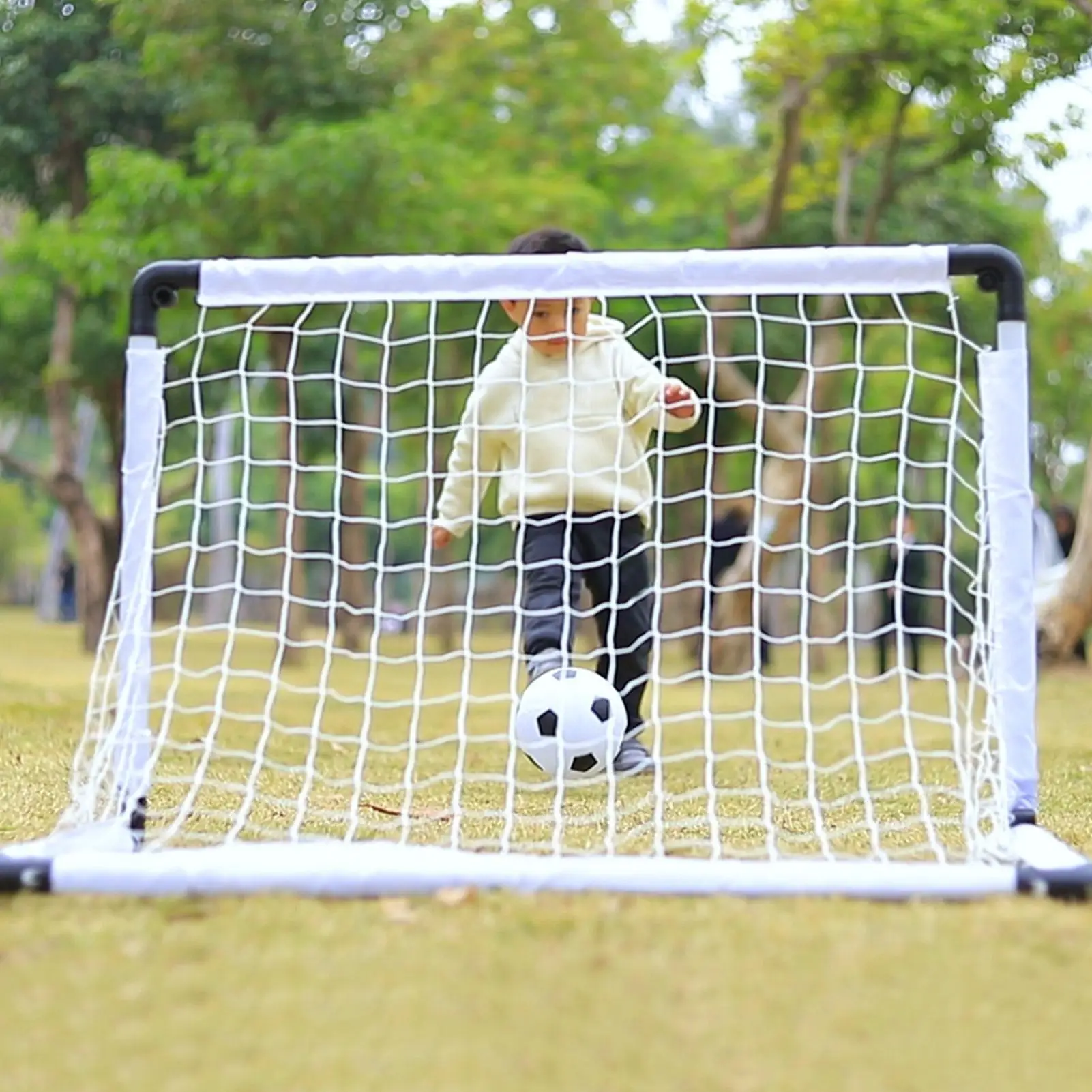 Jaring Sepak Bola Anak-anak Tujuan Sepak Bola Lipat untuk Anak-anak Jaring Sepak Bola Kecil Portabel dengan Layar Tas Penyimpanan untuk Permainan Latihan Gym