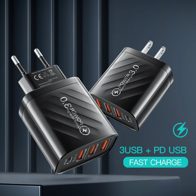 3 Ports 48W USB PD Schnellladegerät USB C Handy-Ladeadapter für iPhone 15 Xiaomi 13 Samsung Huawei Schnellladung 3.0-Adapter