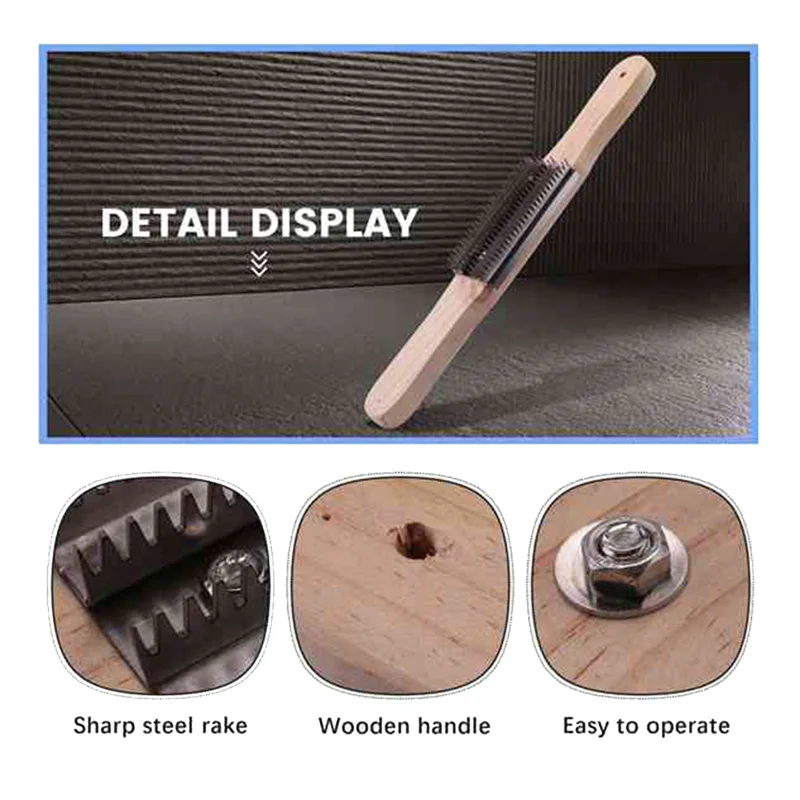 

BHTS-2Pack Buffing Wheel Rake,14Inch Stainless Steel Metal Serrated Brush With Wooden Handle For Compound Clean Jewelry Dress