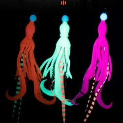 2Pcs*Fishing Soft Lure Octopus Squid Bait jigging assist hook Luminous Silicone skirt TPR Material Pesca Wobbler Fishing Tackle