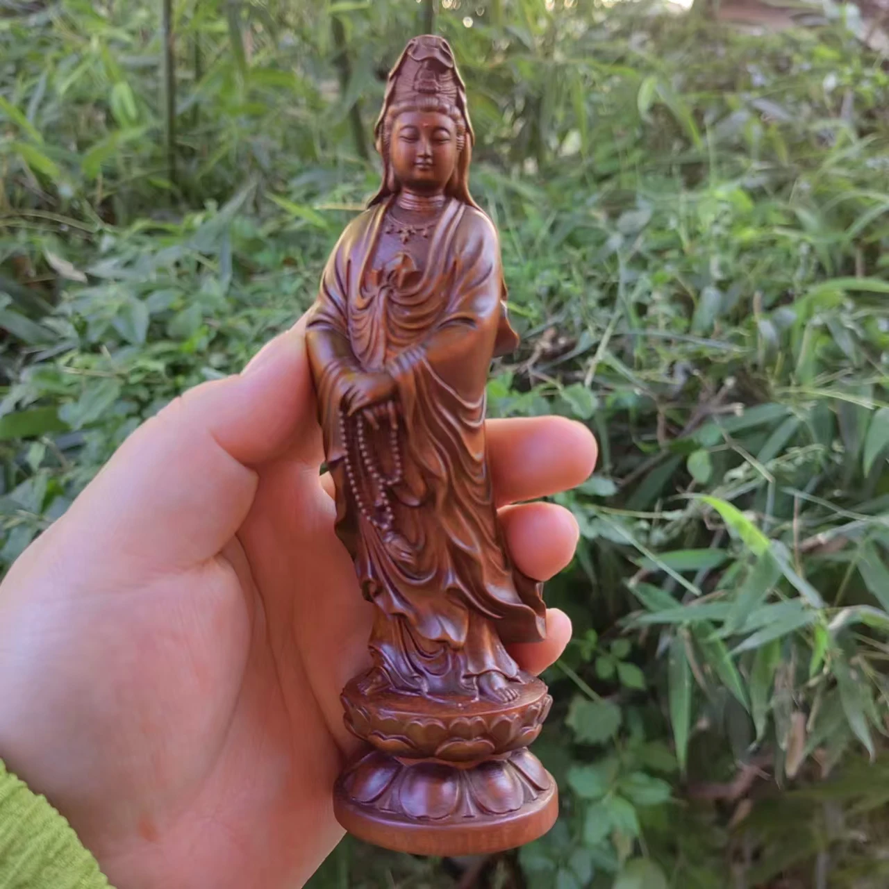 

Buddha Statue Wood Carving Bodhisattva Antique Wood Carved Monk Chinese Boxwood Buddhism Fine Meditation Tathagata Guanyin gift