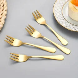 4pcs Stainless steel dessert fork, suitable for fruit mooncake cake snacks, tea, fruit salad, perfect for restaurant, party