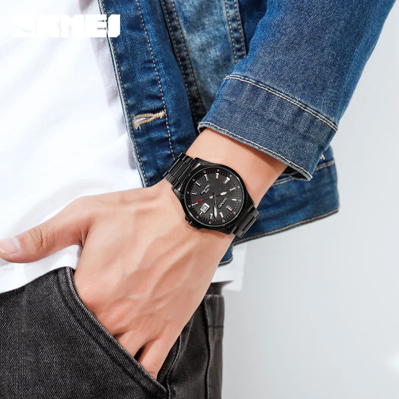 Relojes Skmei con fecha y hora de lujo de cuarzo para Hombre, esfera con textura tridimensional, relojes de pulsera de cuarzo para Hombre, Reloj a la moda para Hombre 1654