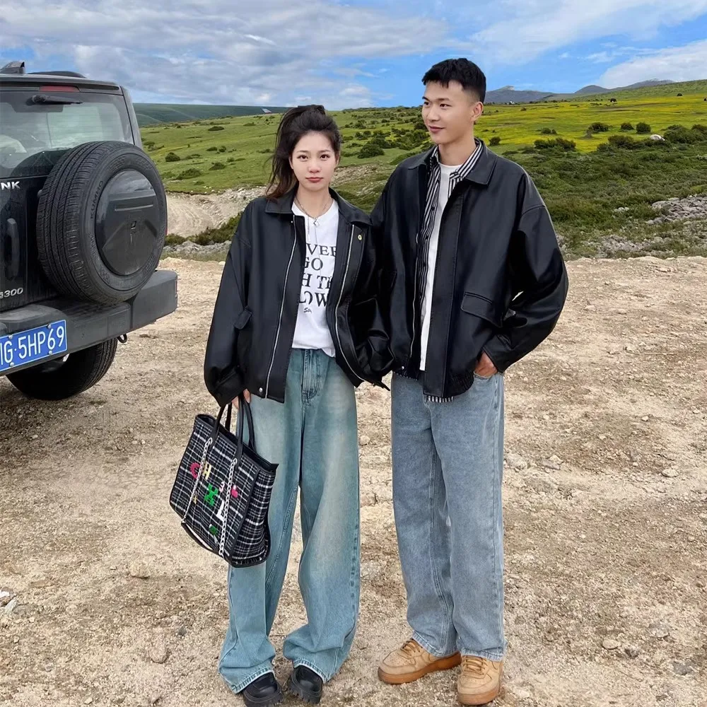 

Biker Jackets Womens Jacket Oversize Women Spring Linen Adjustable Slant Layered Versatile Ulzzang Students Outdoor Relaxed Y2K