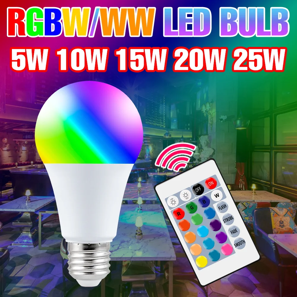 

25W RGB Bulb LED Atmosphere Light E27 Spotlight 85-265V Intelligent Dimming 4 Dynamic Modes Indoor Multicolor Backlight Lights