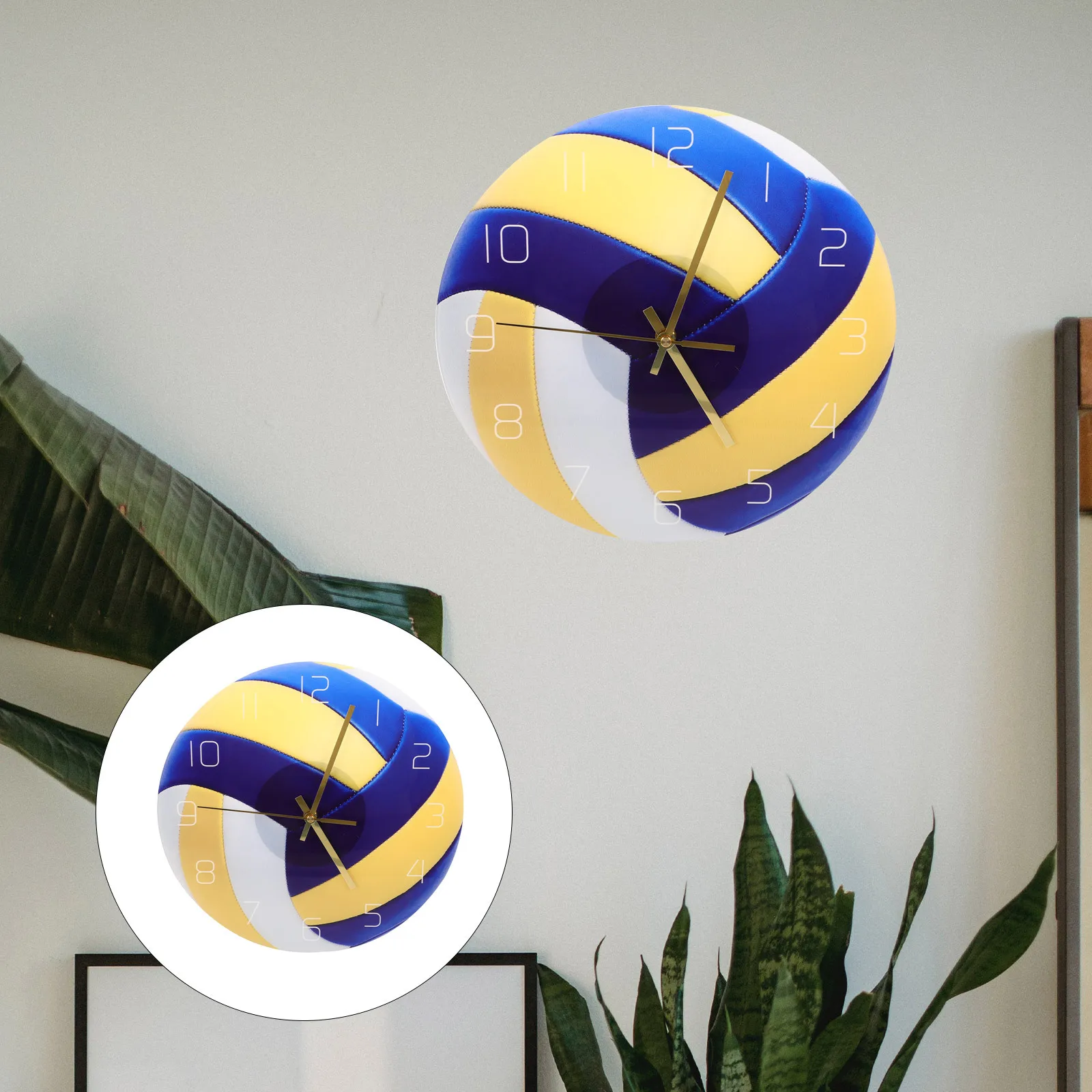 

Volleyball Design Wall Clock Large Arabic Numerals Acrylic Silent Mute Movement Decorative Clock For Home Living Room Bedroom