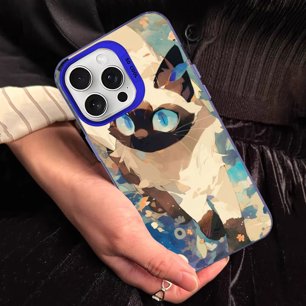Чехол для телефона с сиамским котом для iPhone 16, 15, 14, 13, 12, 11 Pro Max X XR XSMAX 8 7 Plus, матовая противоударная задняя крышка
