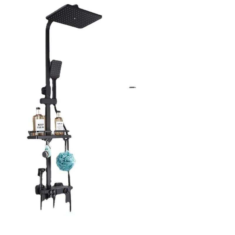 Bathroom black shower full set hotel shower set project model digital display hot and cold