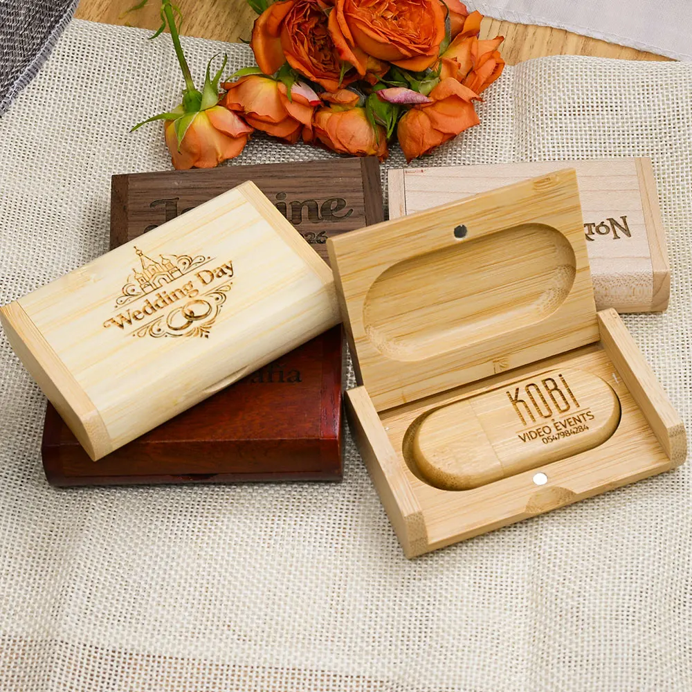 20pcs/Lot (Free logo) USB Flash Drive 2.0 Wooden Pendrive 4GB 8GB 16GB 32GB 64GB 128GB Memory Stick Personalized Gifts