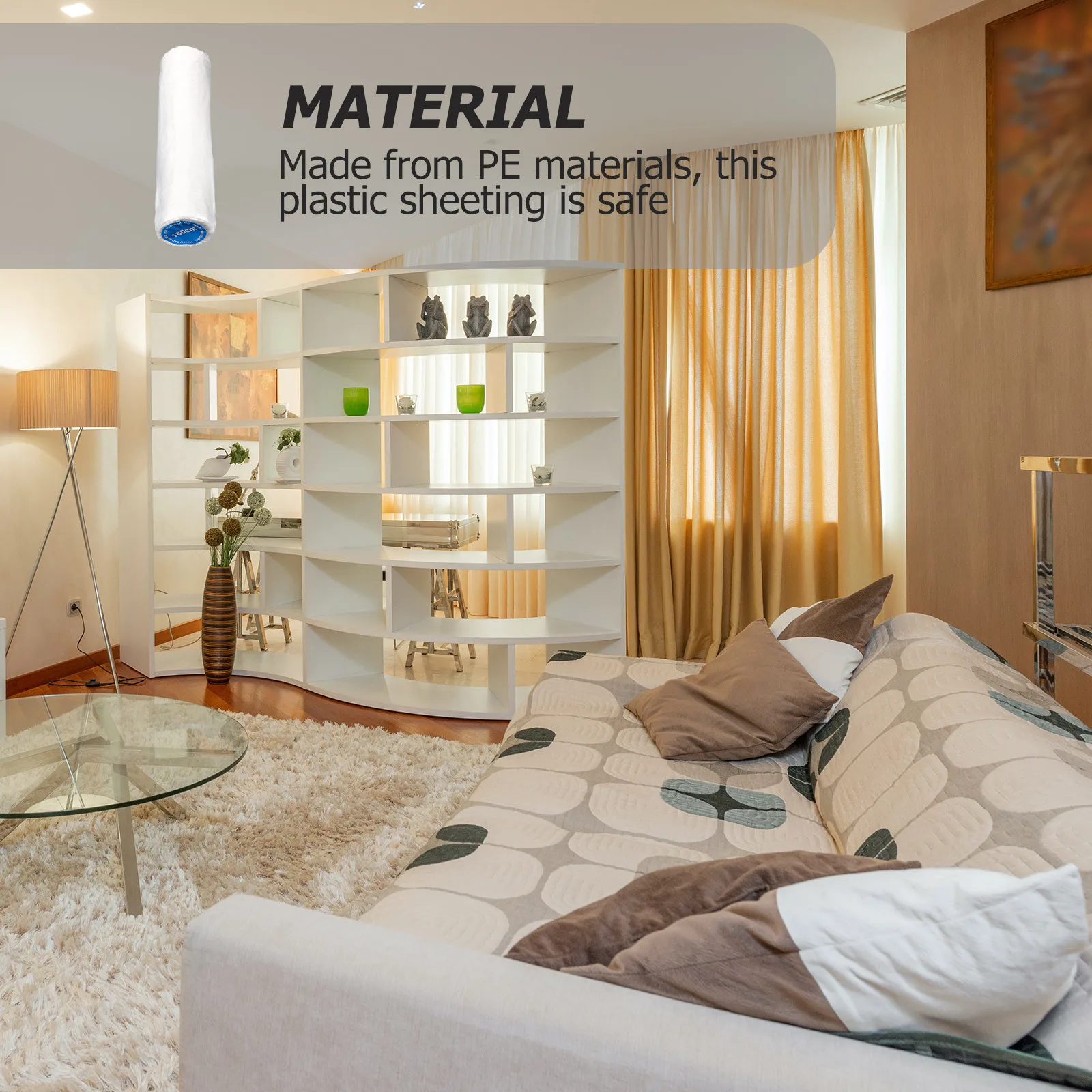 

1 Roll Furniture Dust Cover Plastic Sheeting 20 Meters Protective Drop Sheet for Painting Floor Couch Cabinet Cover