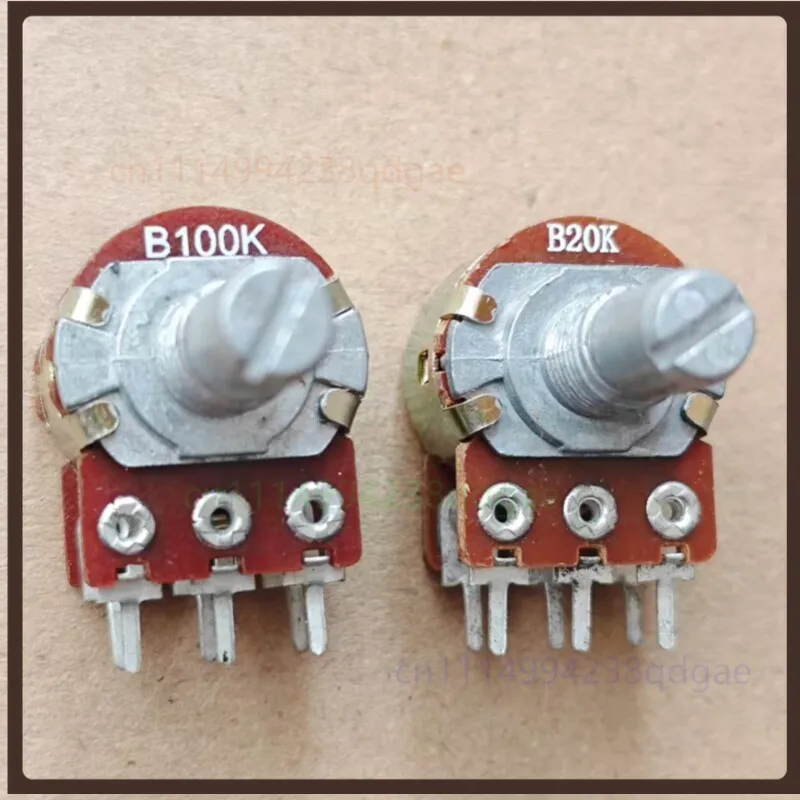 1PCS For 148 Type Dual 6 Pin Potentiometer B20K B100K Rotary Adjust Potentiometer Round Shaft 15MM Lever